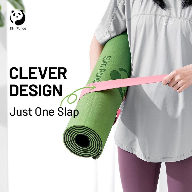Slim Panda Yoga Mat Strap Slap Band, One Snap Keeps Mats Tightly Rolled, Heavy-Duty Clasp Fits Most Size Mats(24" L X 2" W) - Image 2